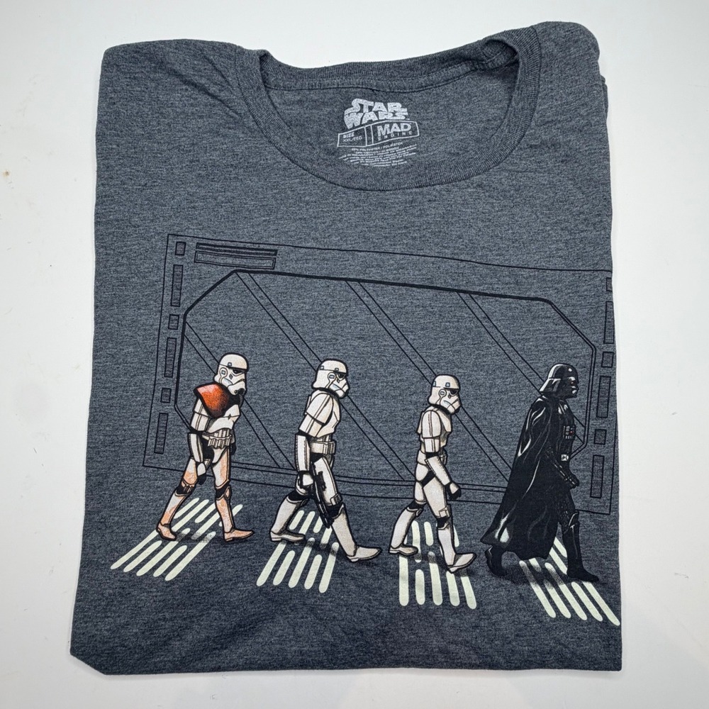 Mad Engine Star Wars T-Shirt XXL Gray Abbey Road Darth Vader Stormtrooper Tee